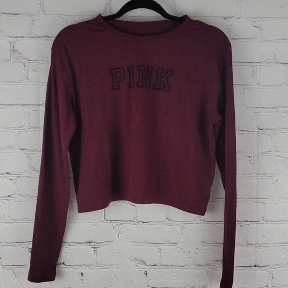 PINK Victoria's Secret Burgundy Long Sleeve Tshirt/Top. Size XS